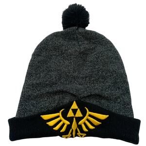 Bioworld Legend of Zelda Beanie Triforce Crest Gold Black Gray Taboggan Embroid